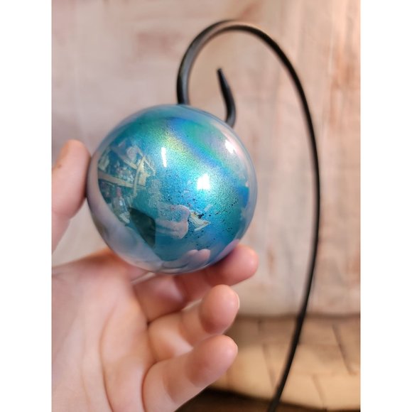 Holographic blue shiny glitter ball glass ornament Xmas decor - Picture 5 of 5